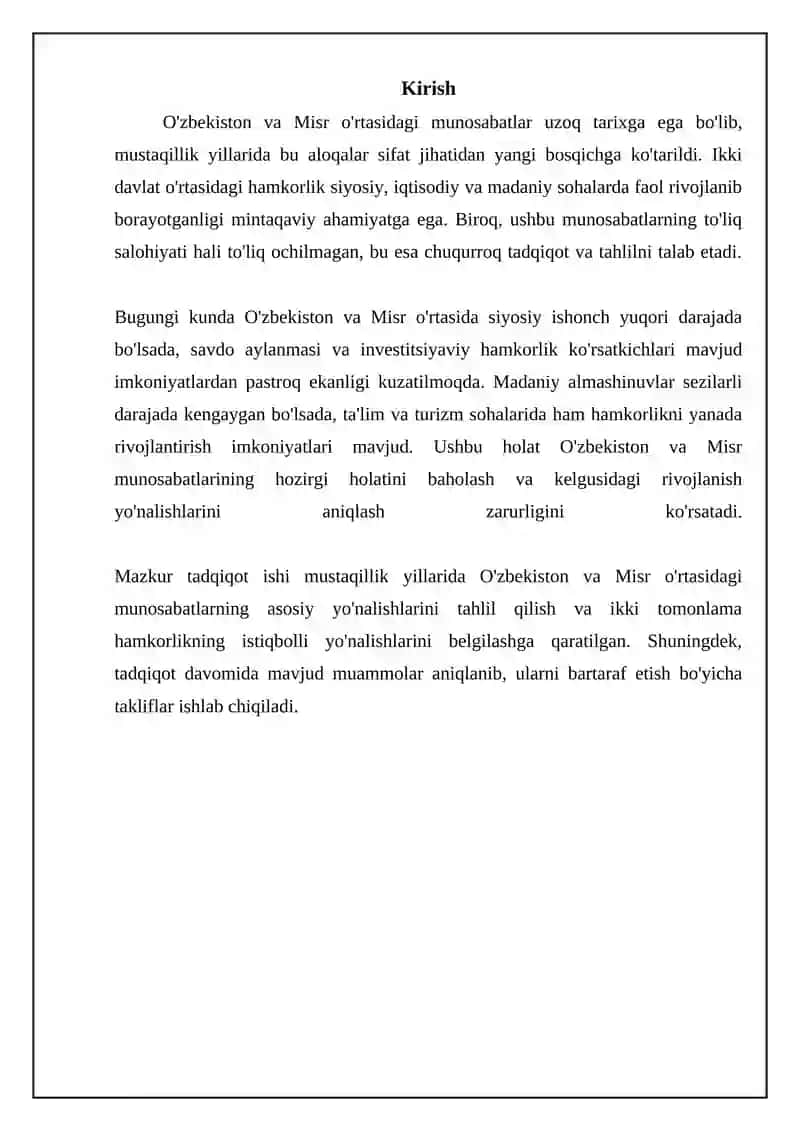 O'zbekiston va Misr aloqalari mustaqillik yillarida 3