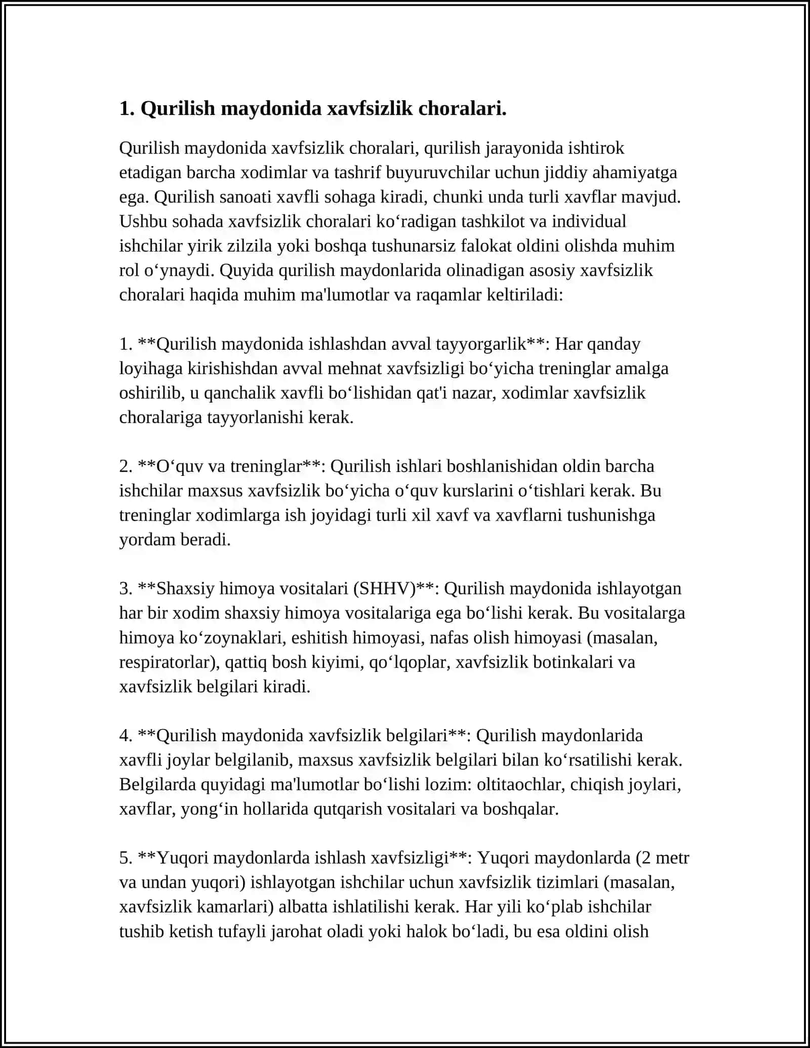 MUXANDISLIK INSHOTLARNI QURISH VA REKONSTRUKSIYA QILISHDA XAVFSIZLIKNI TAMINLASH. TABIIY OFATLARDAN MUHOFAZALANISH YO'LLARI 3