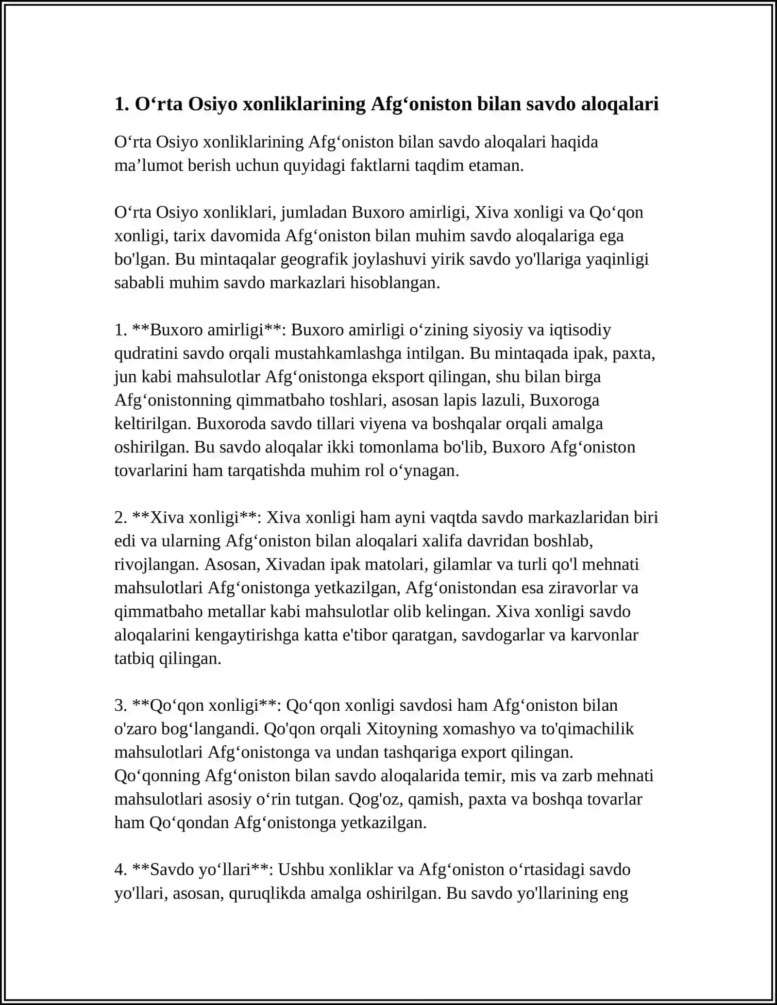 OʻRTA OSIYO XONLIKLARINING AFGʻONISTON ERON HINDISTON BILAN MUNOSABATLARI 3