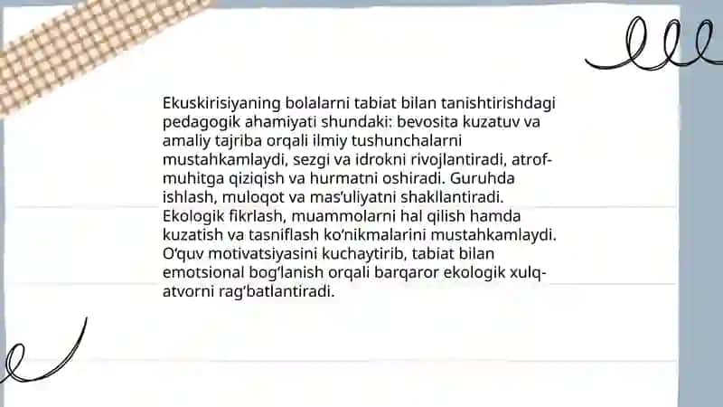 Ekuskirisiyaning bolalarni tabiat bilan tanishtirishda pedagogik ahamiyati 3
