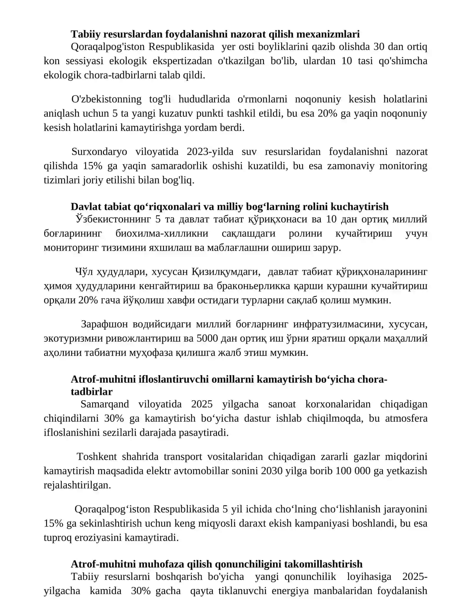 O'zbekistonning tabiati va tabiiy resurslarini muhofaza qilish tadbirlarini ishlab chiqish 3