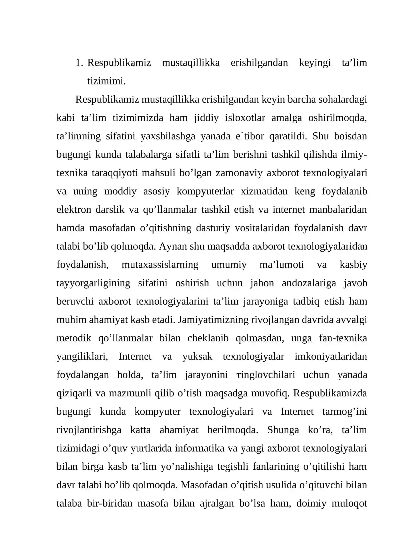 Respublikamiz mustaqillikka erishilgandan keyingi ta’lim tizimimi 3