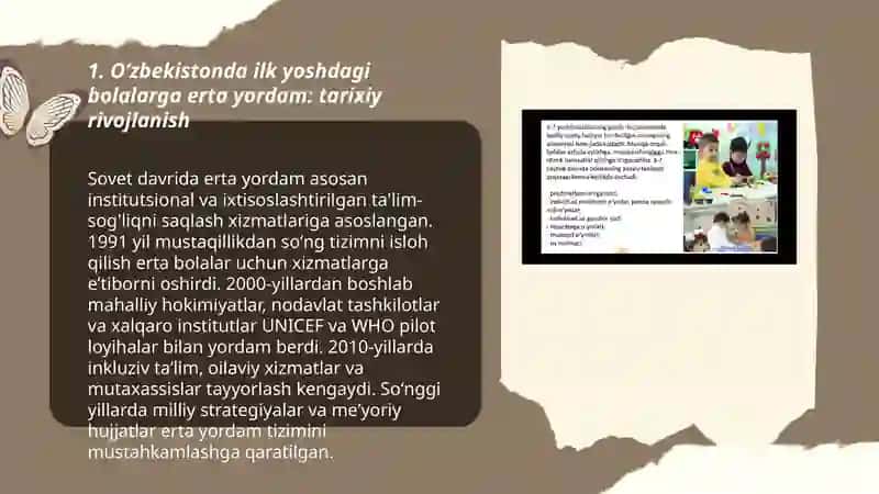 Oʻzbekistonda İlk yoshdagi bolalarga erta yordamni yuzaga kelishi va rivojlanishi 3