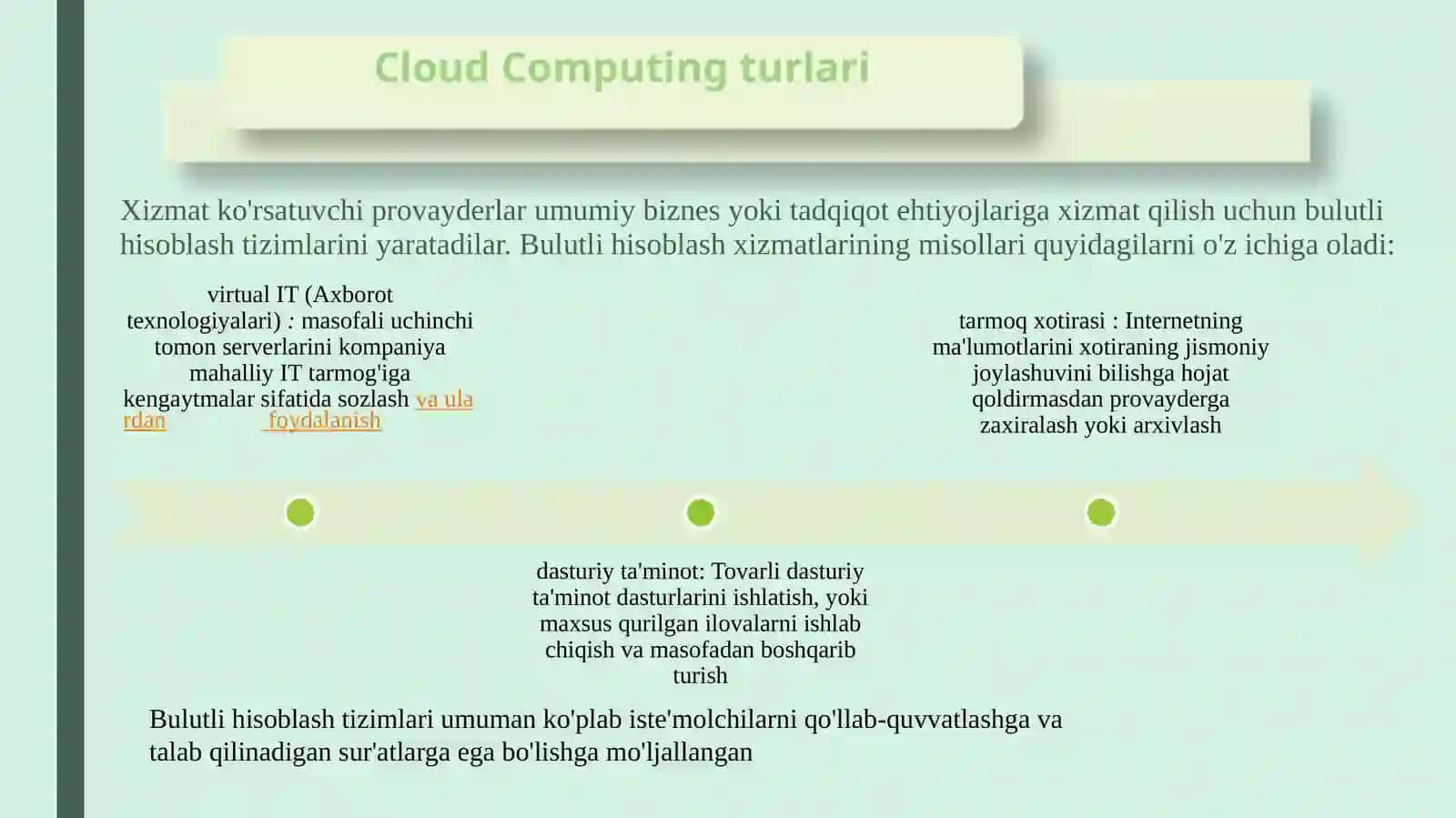 Bulutli hisoblashlar va ularning asosiy tushunchalari. Bulutli saqlash modellari 3