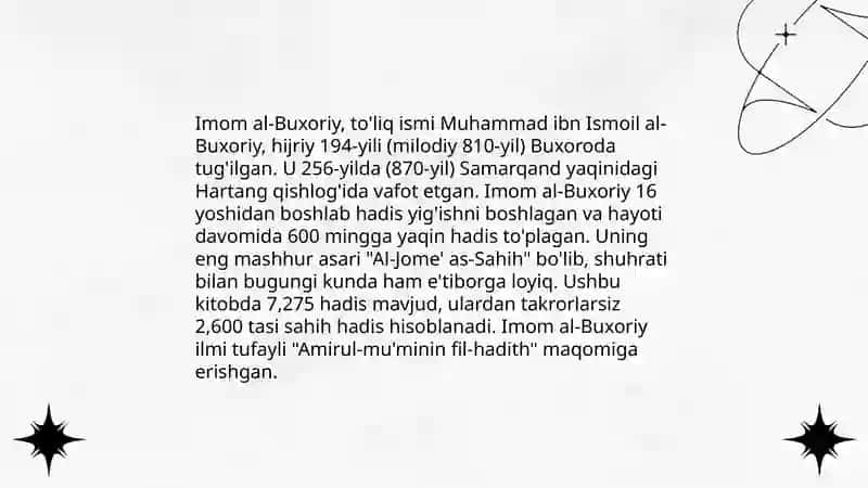 Imom al-Buxoriy hayoti va ijodi hadislaridan namunalar 3