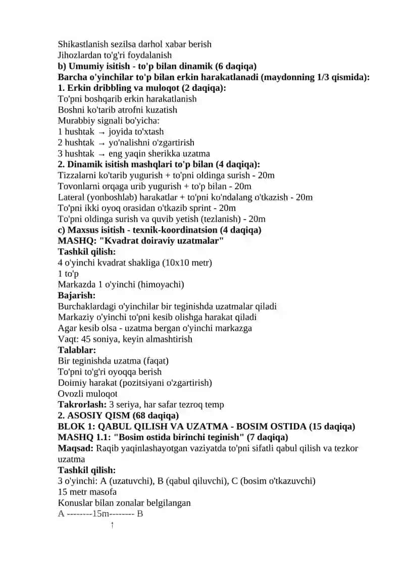Kompleks texnik-taktik mashg'ulot 3