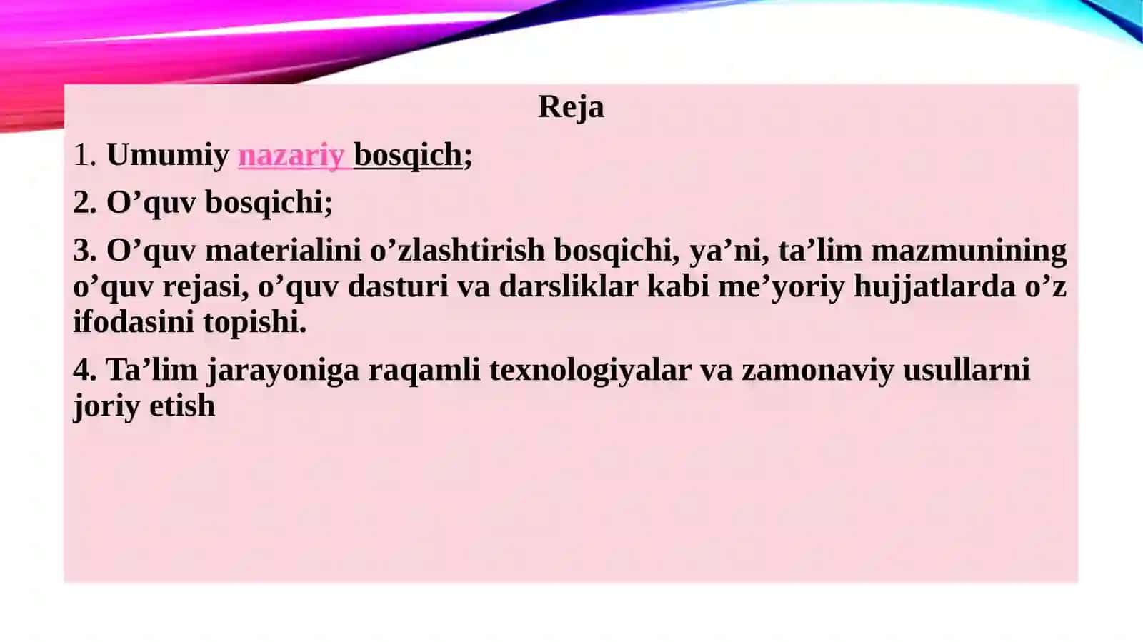 ta’lim mazmunini belgilab beruvchi me’yoriy hujjatlar 3