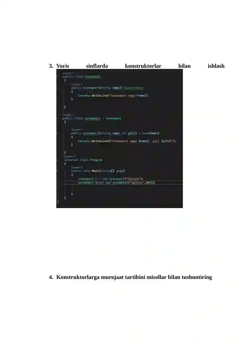 C# dasturlash tilida vorislik, polimorfizm va ichma-ich sinflar 3