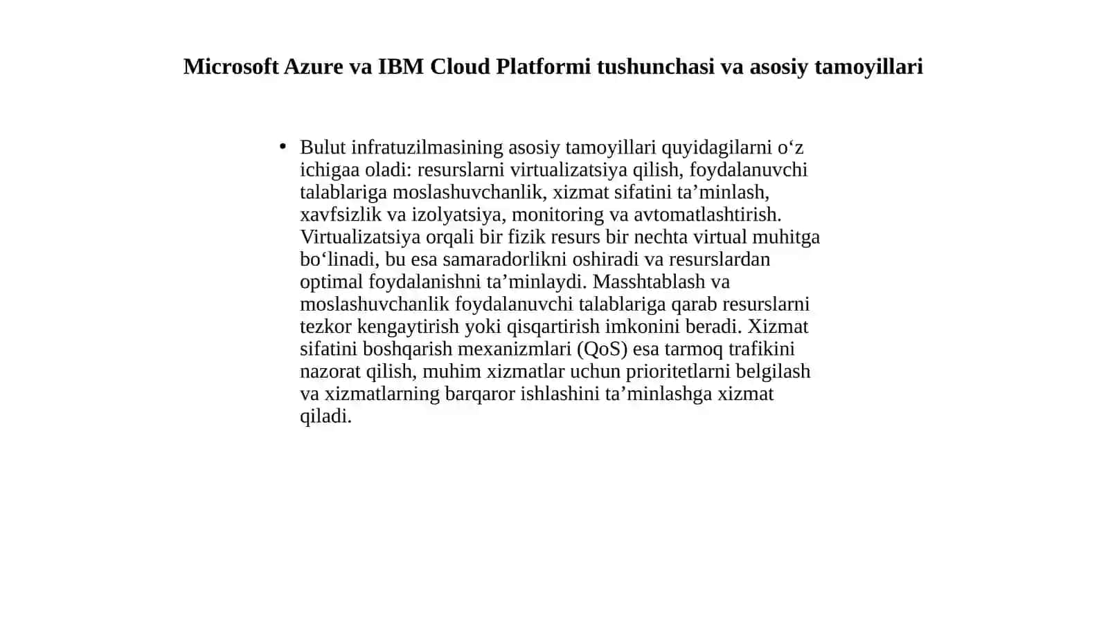 Microsoft Azure, IBM Cloud Platform Cloud tizimi infrastrukturasidagi xizmatlarni sozlash 3