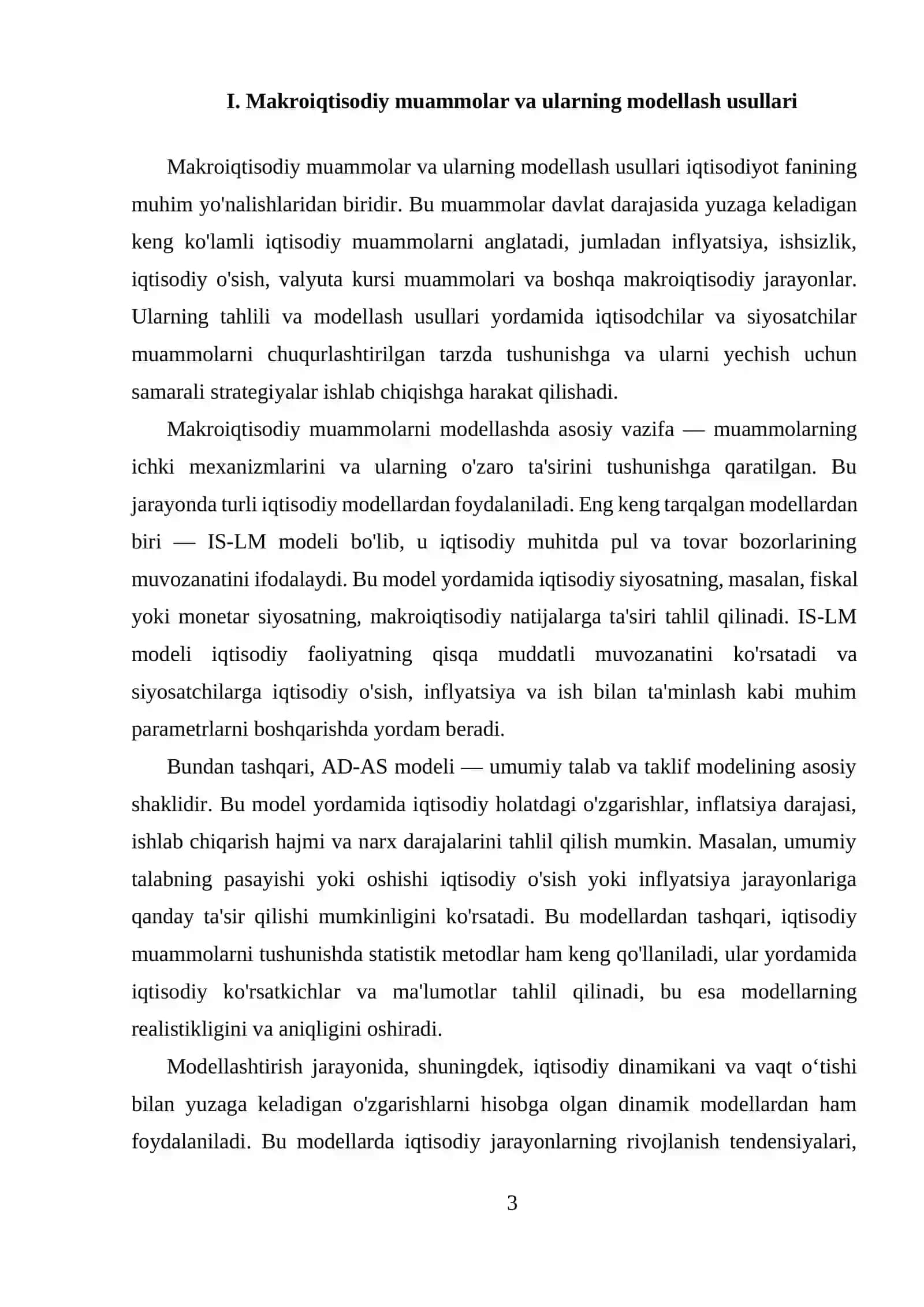 Makroiqtisodiy muammolar va ularning modellash usullari 3