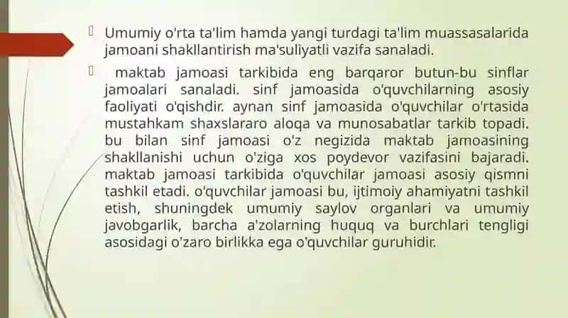 Jamoaning shaxstar biyasigat asiri va sinfrahbarining tarbiyaviy ishi 3