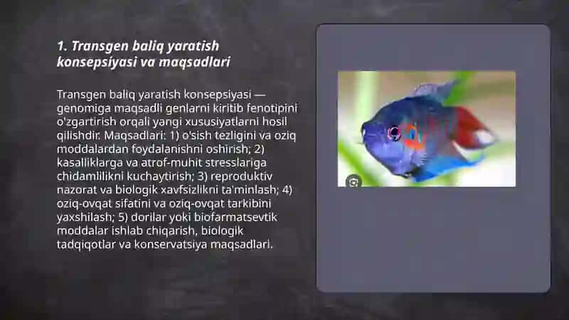 Transgen baliq yaratish texnologiyasi 3