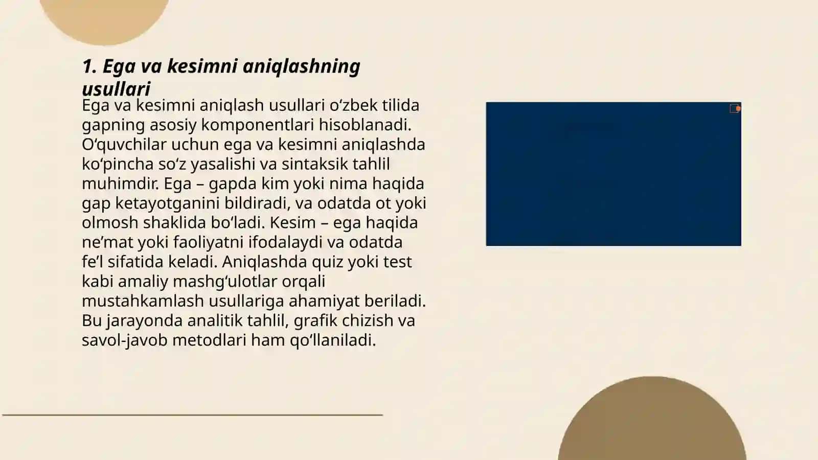 Gap bo‘laklari. Ega va kesimning ifodalanishi va turlari 3