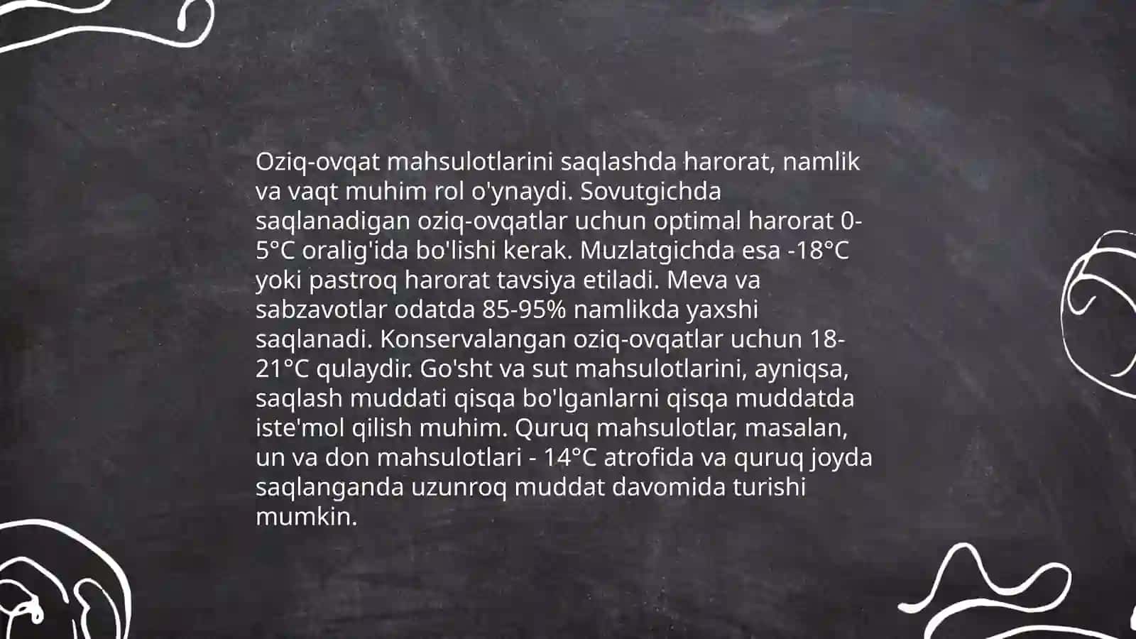 Oziq ovqat mahsulotlarini saqlashga Va uzatilishiga qo'yiladigan gigienik talablar 3