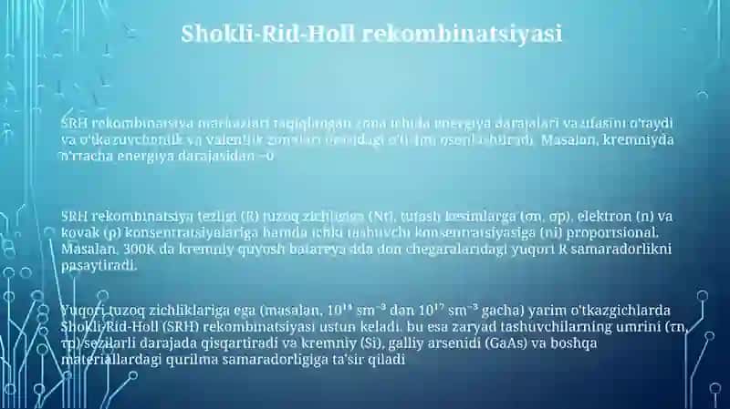 Yarimutkazgichlarda zaryad tashuvchilar rekombinatsiyasi 3