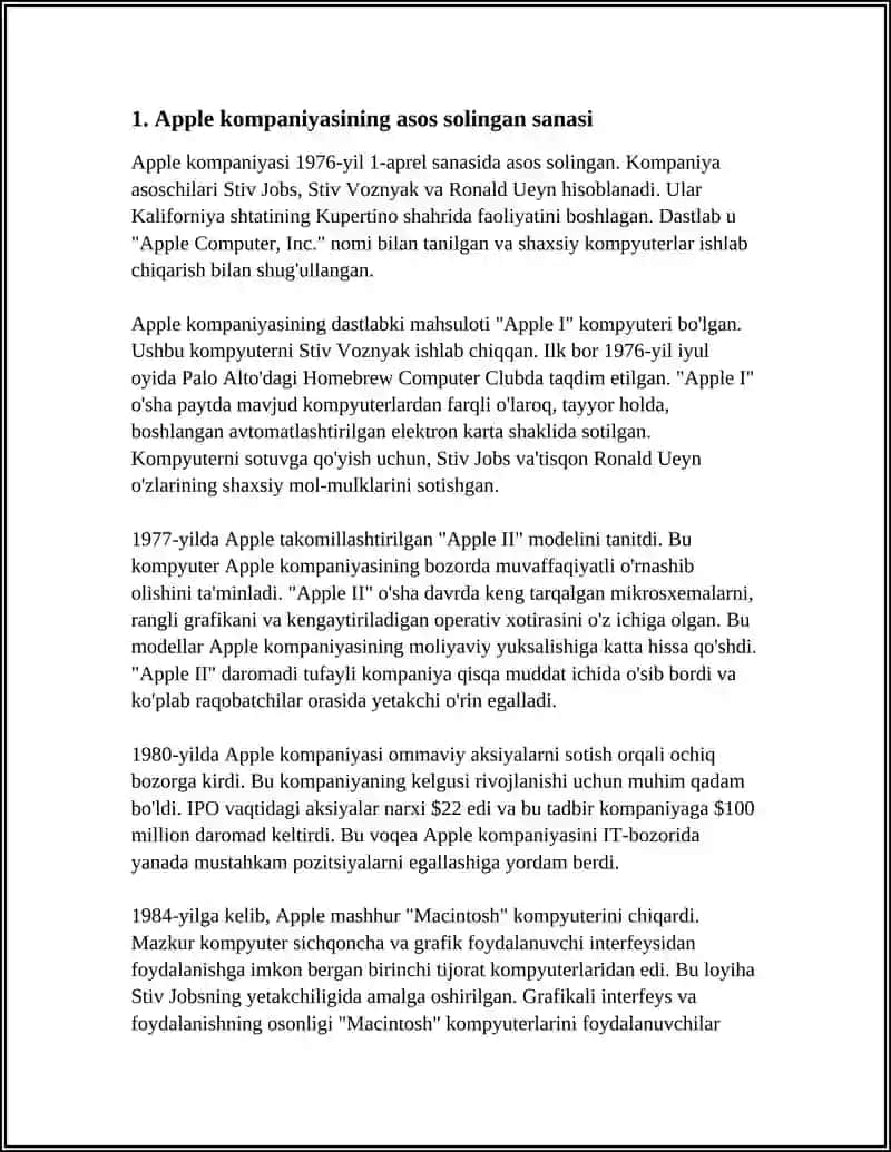 APPLE KOMPANIYASINING TARIXI, IQTISODIY KOʻRSATKICHLARI 3