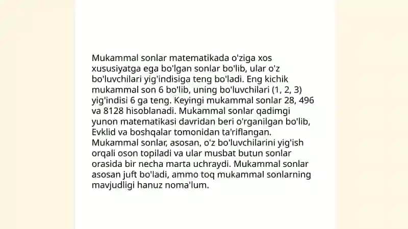Mukammal sonlar va ularning ta'rifi 3