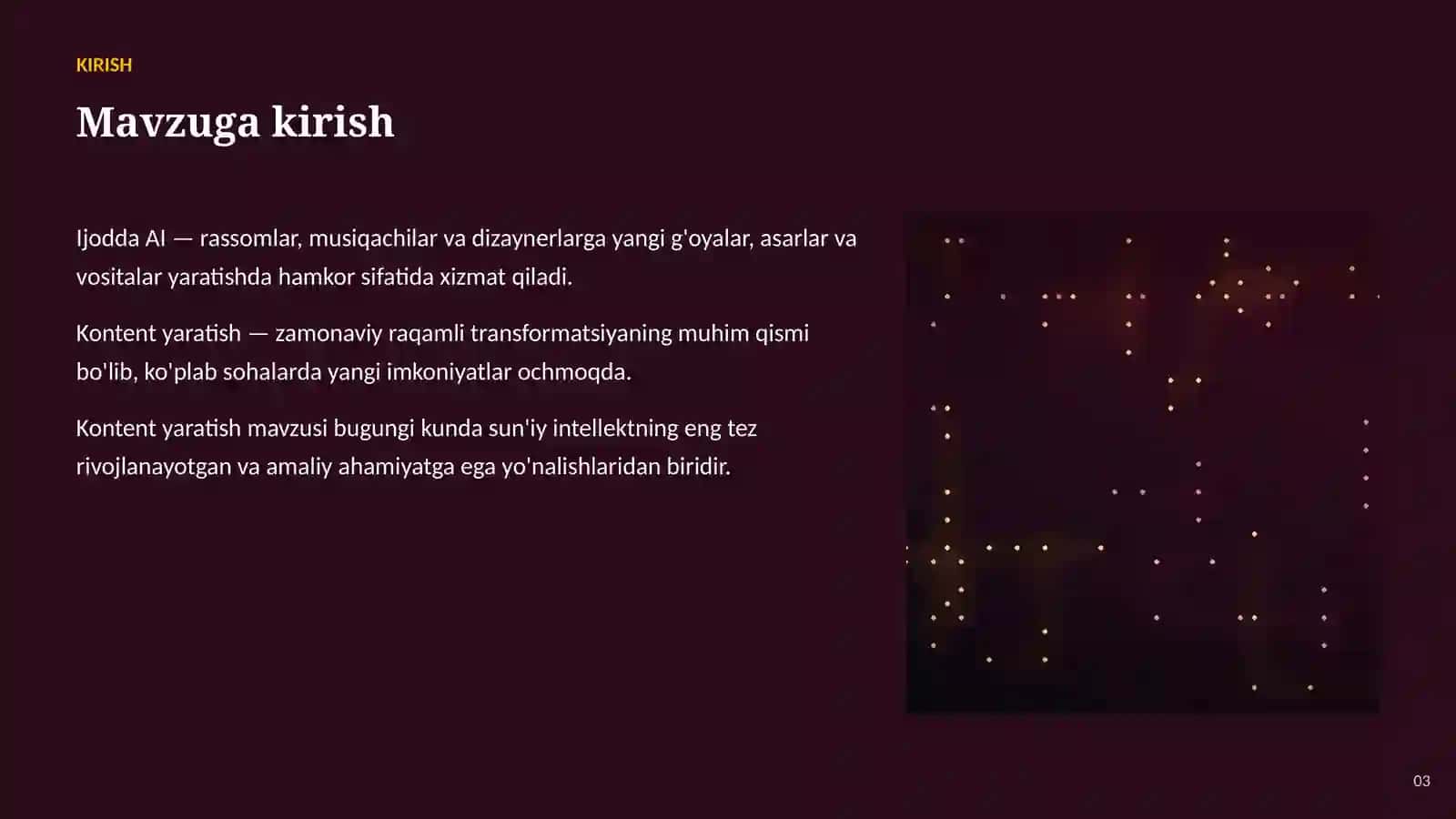 SUN'IY INTELLEKT • AI IJOD VA SAN'ATDA 3