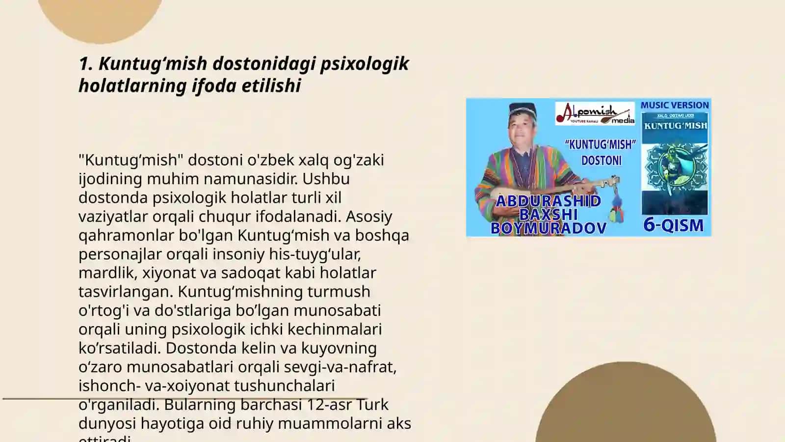 Kuntugʻmish dostonidagi psixologik holatini ifoda etilishi 3