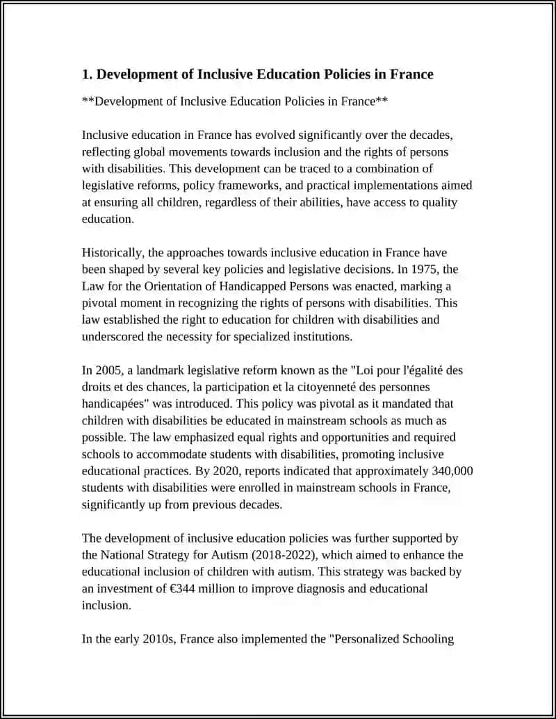 Development of Inclusive Education Policies in France 3