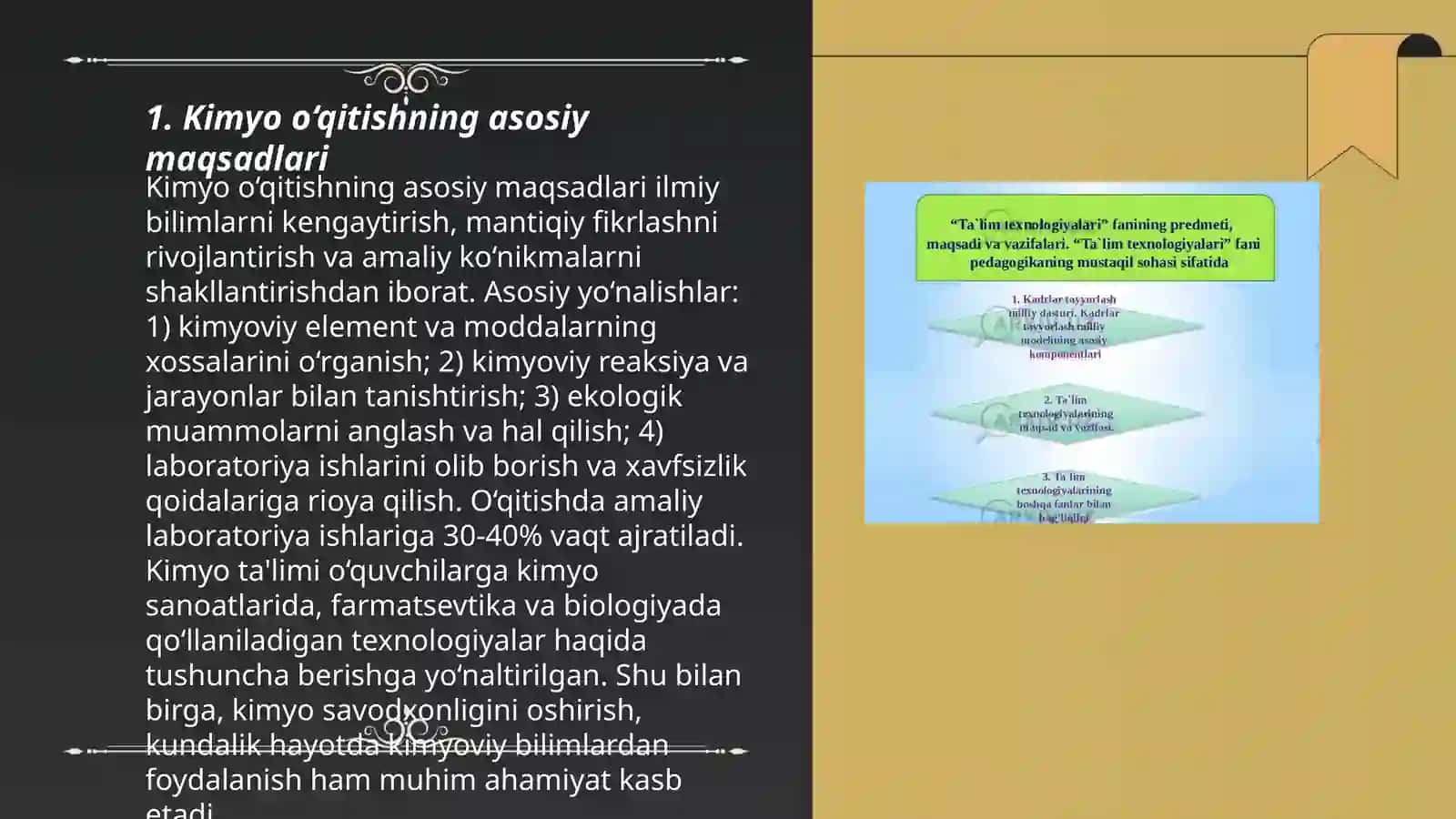 Kimyo òqitish metodikasi fanining maqsad va vazifalari 3