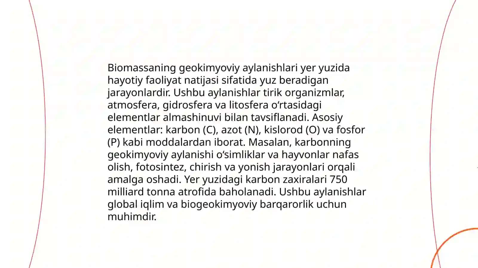 Biomassaning geokimyoviy aylanishlari 3