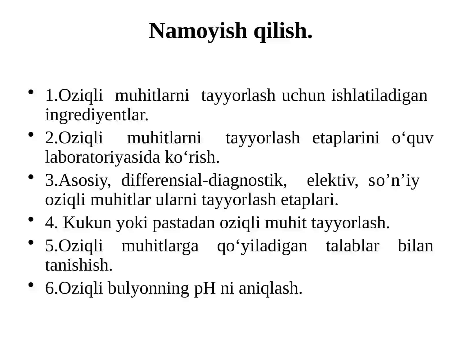 Bakteriyalarning fiziologiyasi: oziqlanishi, nafas olishi, o‘sishi, ko‘payishi. Oziq muhitlar, ularga qo‘yilgan talablar, klassifikatsiyasi, ishlatilishi 3