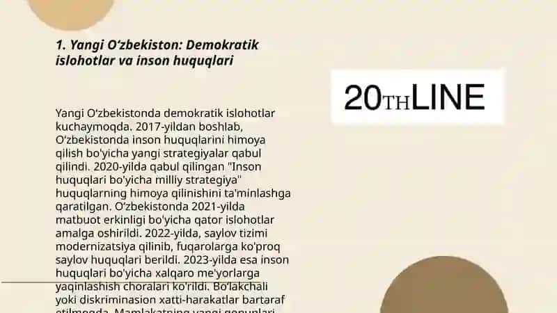 Yangi ozbekistonda inson haqhuquqlarini va erkinligini kafiligini kafolati yaratilishi 3