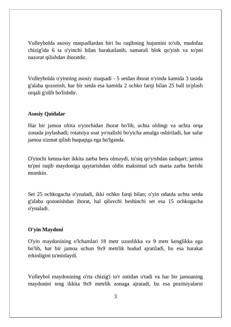 Volleyboll sport ôyini 3