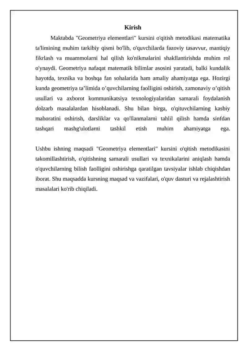Maktabda geometriya elementlari kursining o'qitish metodikasi 3