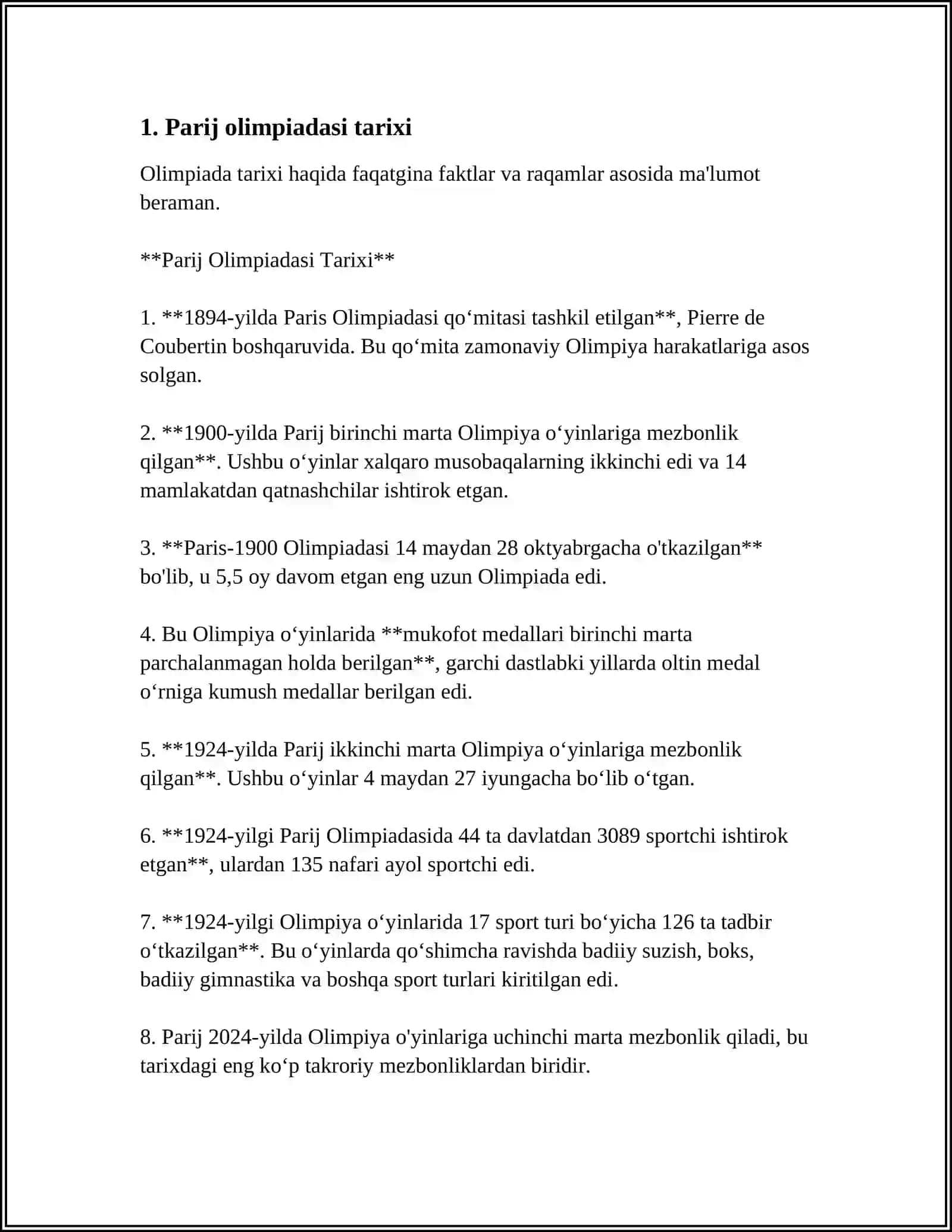 PARIJ OLIMPIADASI HAQIDA 3