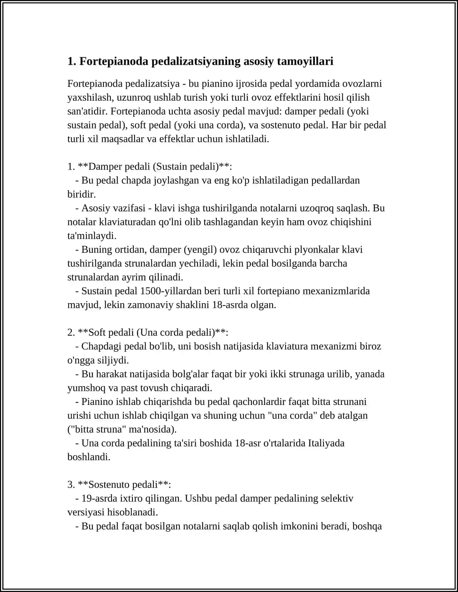 FORTEPIANODA PEDALIZATSIYA USTIDA ISHLASH 3