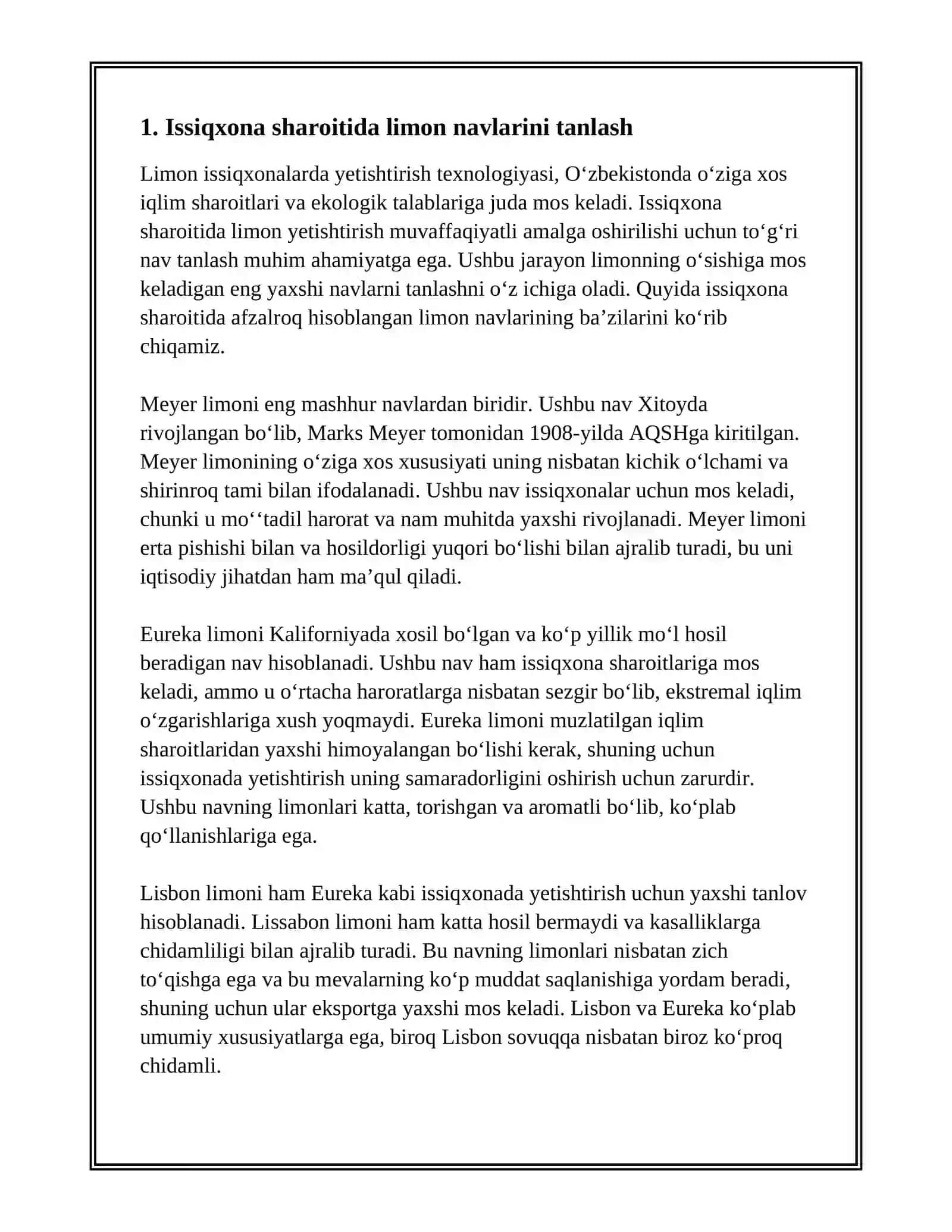 LIMONNI ISSIQXONALARDA YETISHTIRISH TEXNOLOGIYASI 3