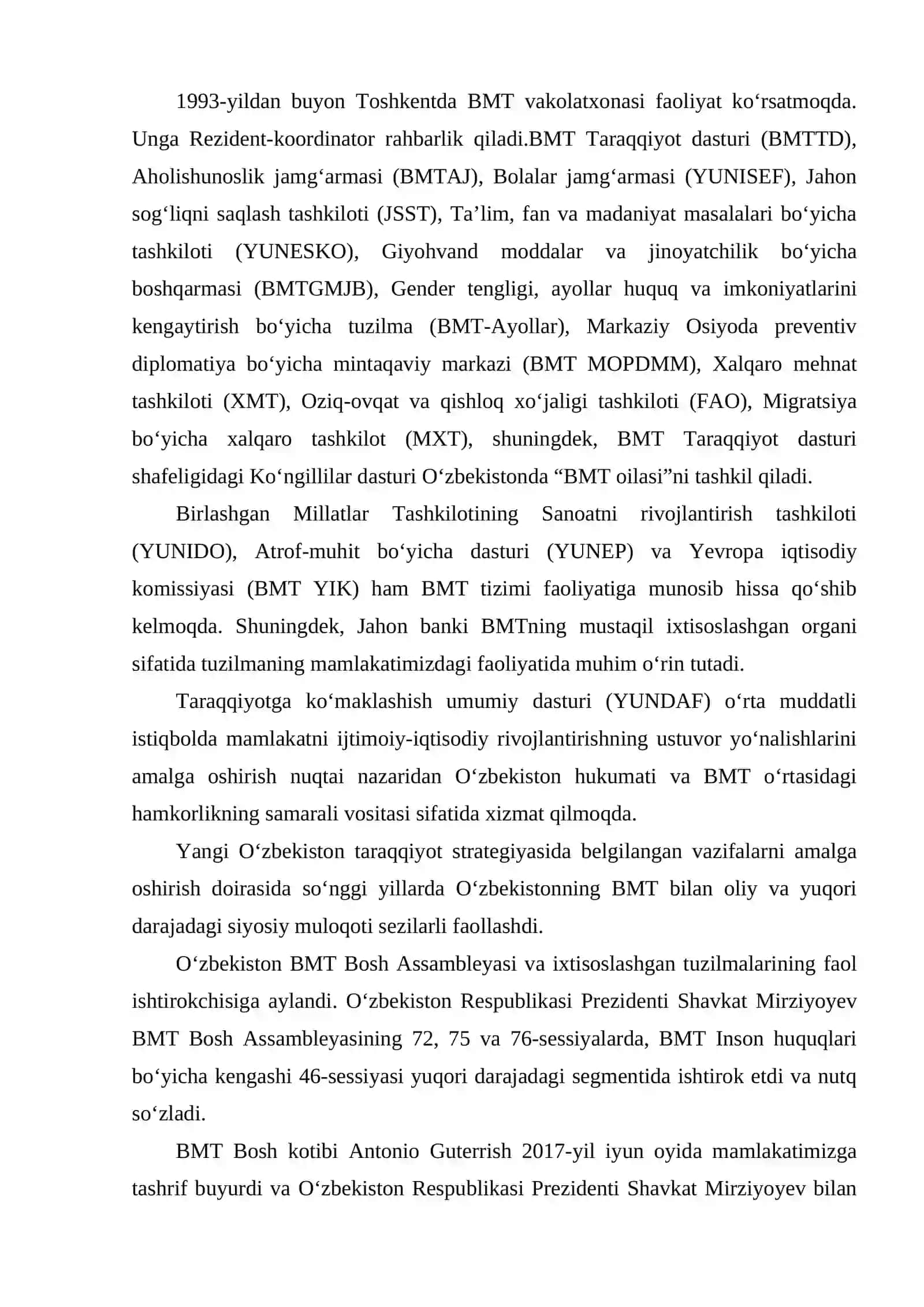 OʻZBEKISTONNING XALQARO TASHKILOTLAR BILAN HAMKORLIK ALOQALARI. 3
