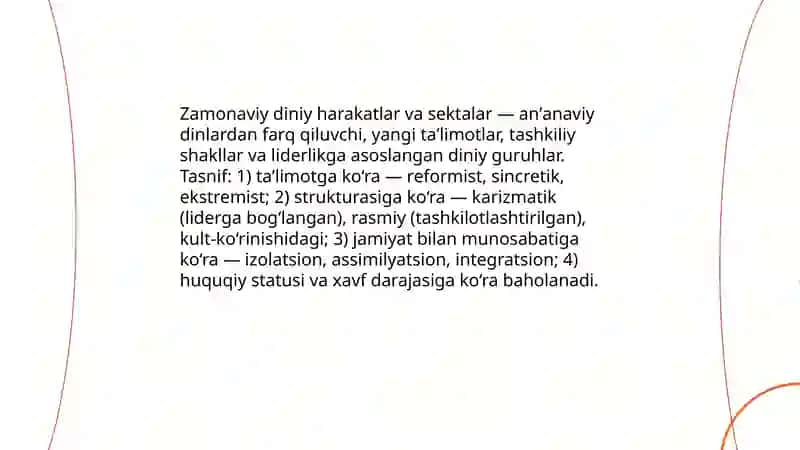 Zamonaviy diniy harakatlar va sektalar 3