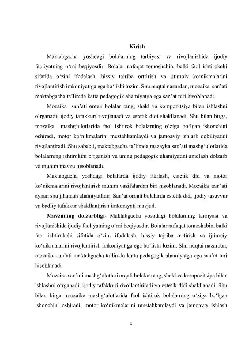 Mozaika texnikasi orqali bolalar ijodiy qobiliyatini rivojlantirish. 3