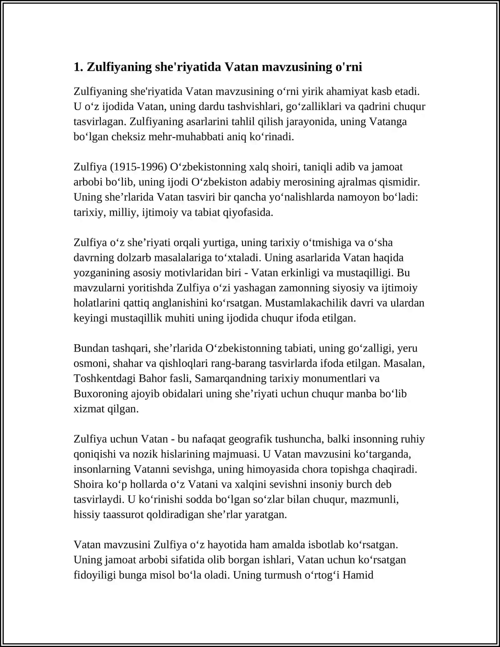 ZULFIYA SHE'RIYATIDA VATAN VA HIJRON MOTIVLARI 3