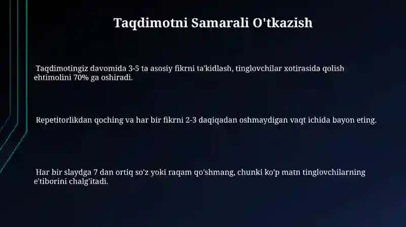 Samarali Og'zaki Taqdimot Tayyorlash 3