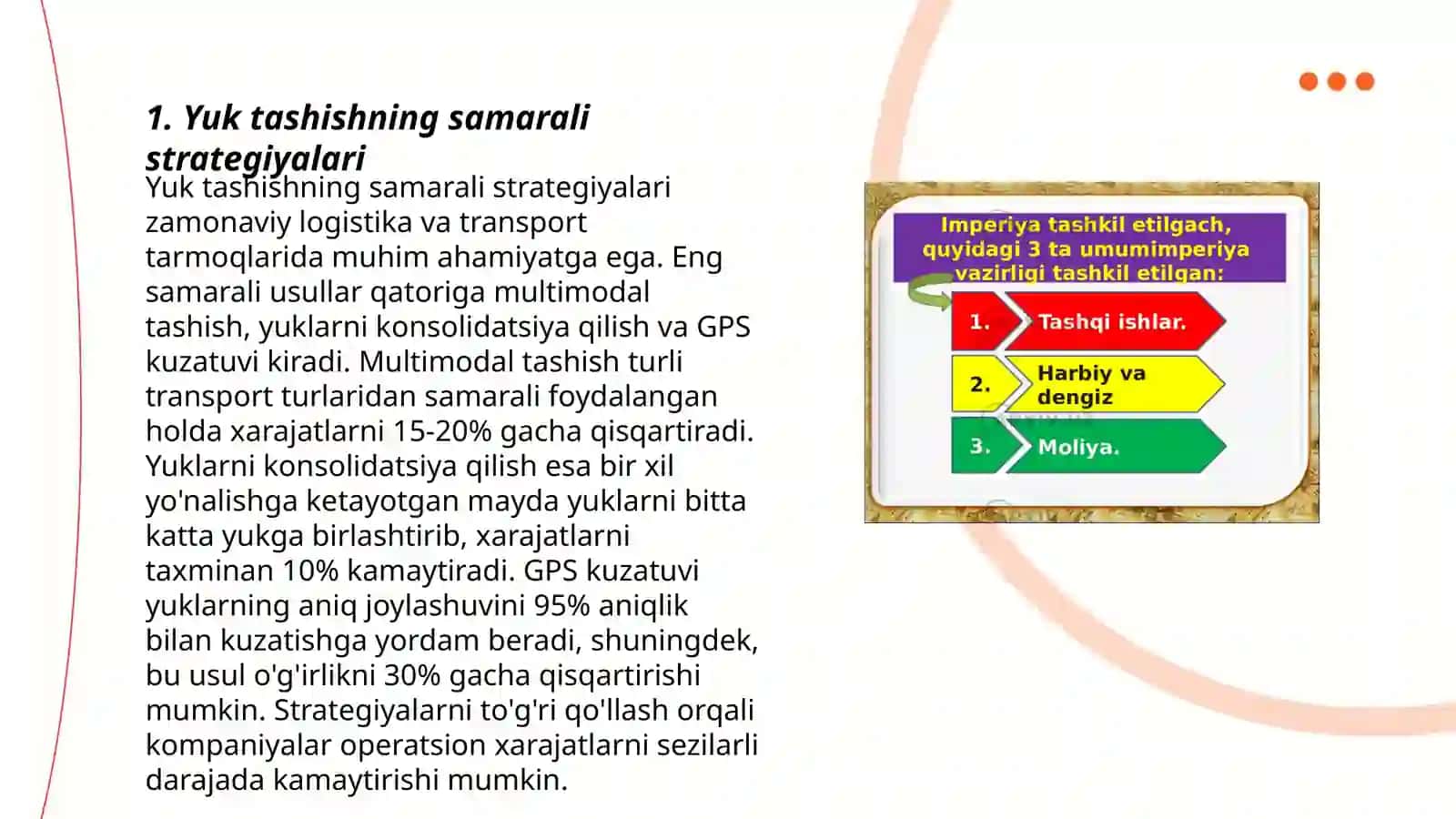 Yuk va yoʻlovchilar tashishni rejalashtirish 3