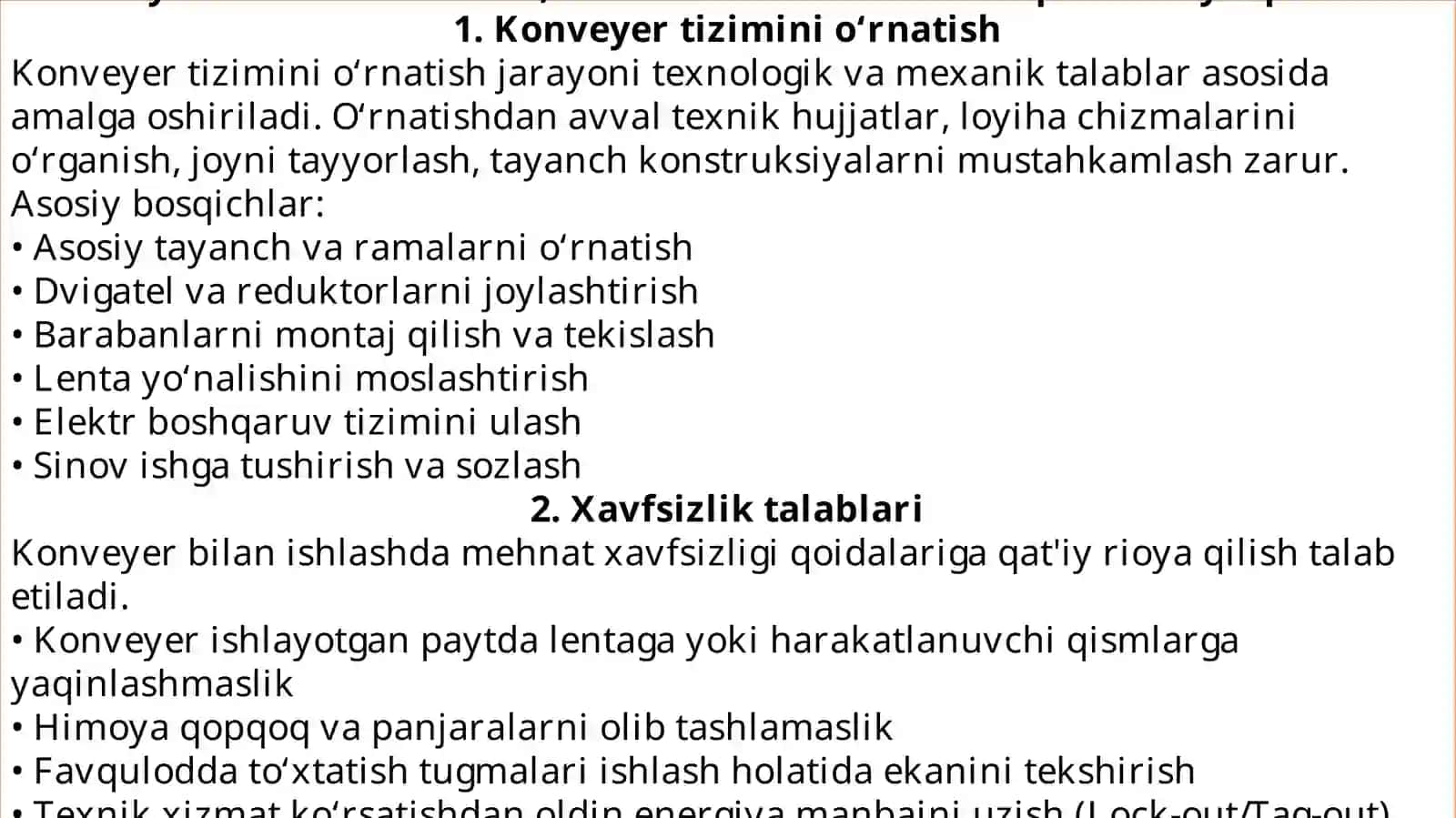 Konveyer transportining loyihasi va parametrlari 3