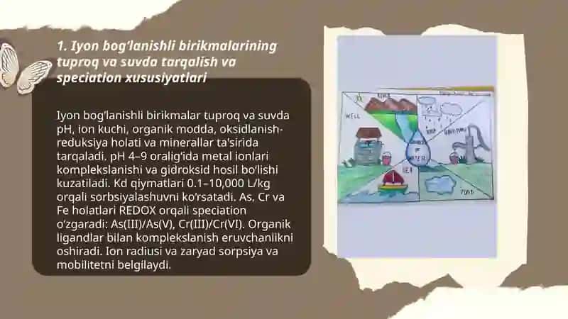 Tuproq suvning ifloslanishida ion boglanishli birikmalarni aniqlab ulardan tozalash gʻoyasini ishlab chiqish 3