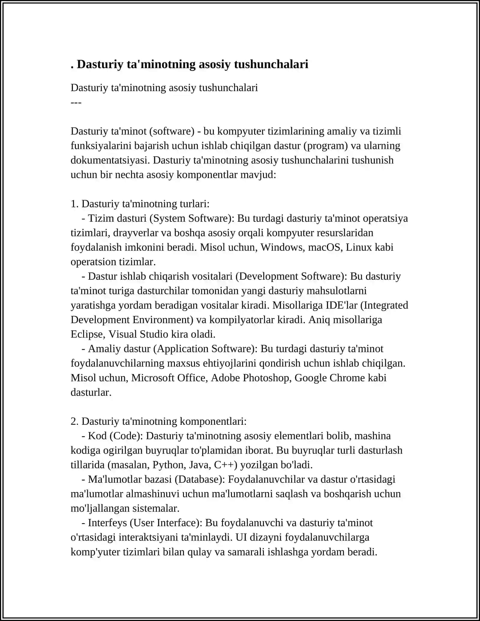 Dasturiy ta'minotning asosiy tushunchalari 3