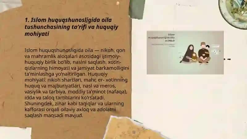 Islom huquqshunoslikda oila nikoh taloq idda zihor tushunchalarini tariflash 3