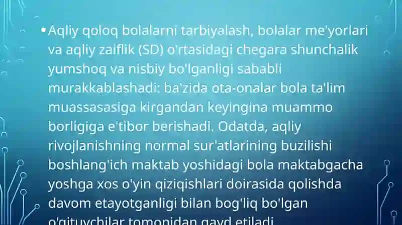 AQLI ZAIF BOLALAR TARBIYASI 3