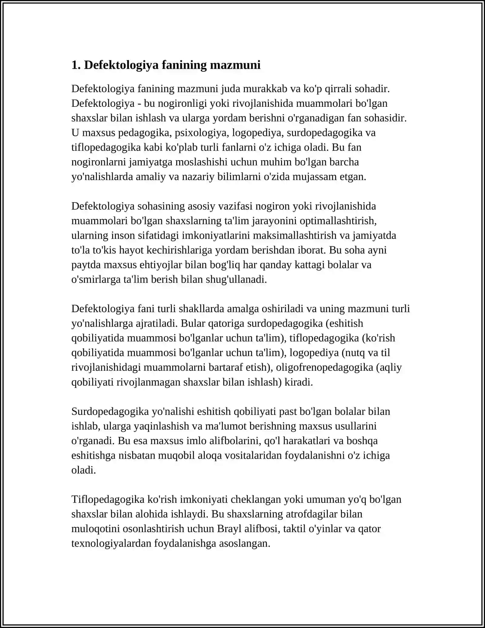 DEFEKTOLOGIYA FANI, UNING PREDMETI, MAQSAD VA VAZIFALARI 3