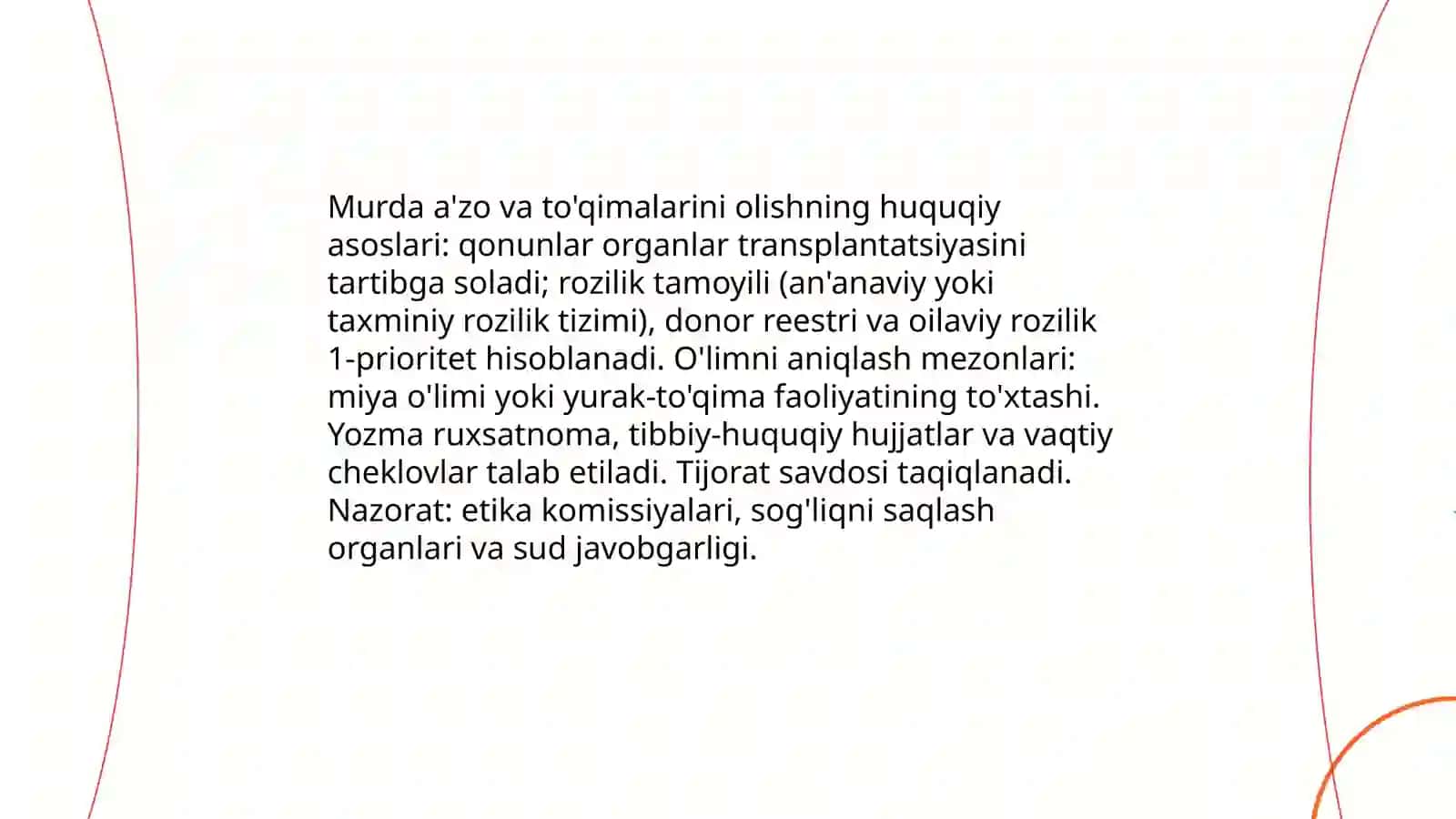 Murda a'zo va to'qimalarining transplantatsiyasi maqsadida qo'llanilishi 3