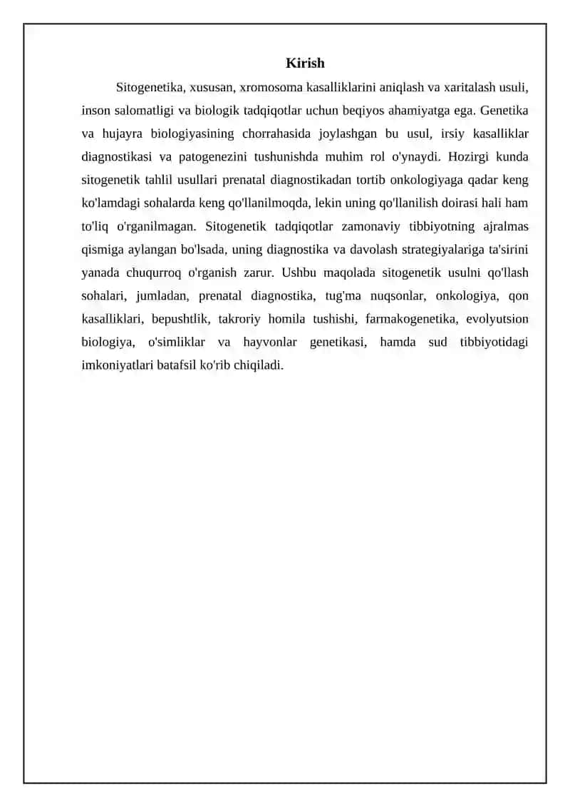 Sitogenetik usulning asosiy qo'llanilish sohalari 3