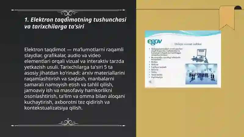 Elektron taqdimot va uning tarixchilar uchun ahamiyati 3