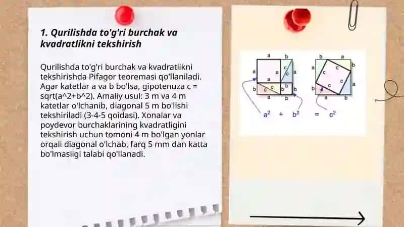 Pifagor teoremasining real hayotdagi tatbiqlari 3
