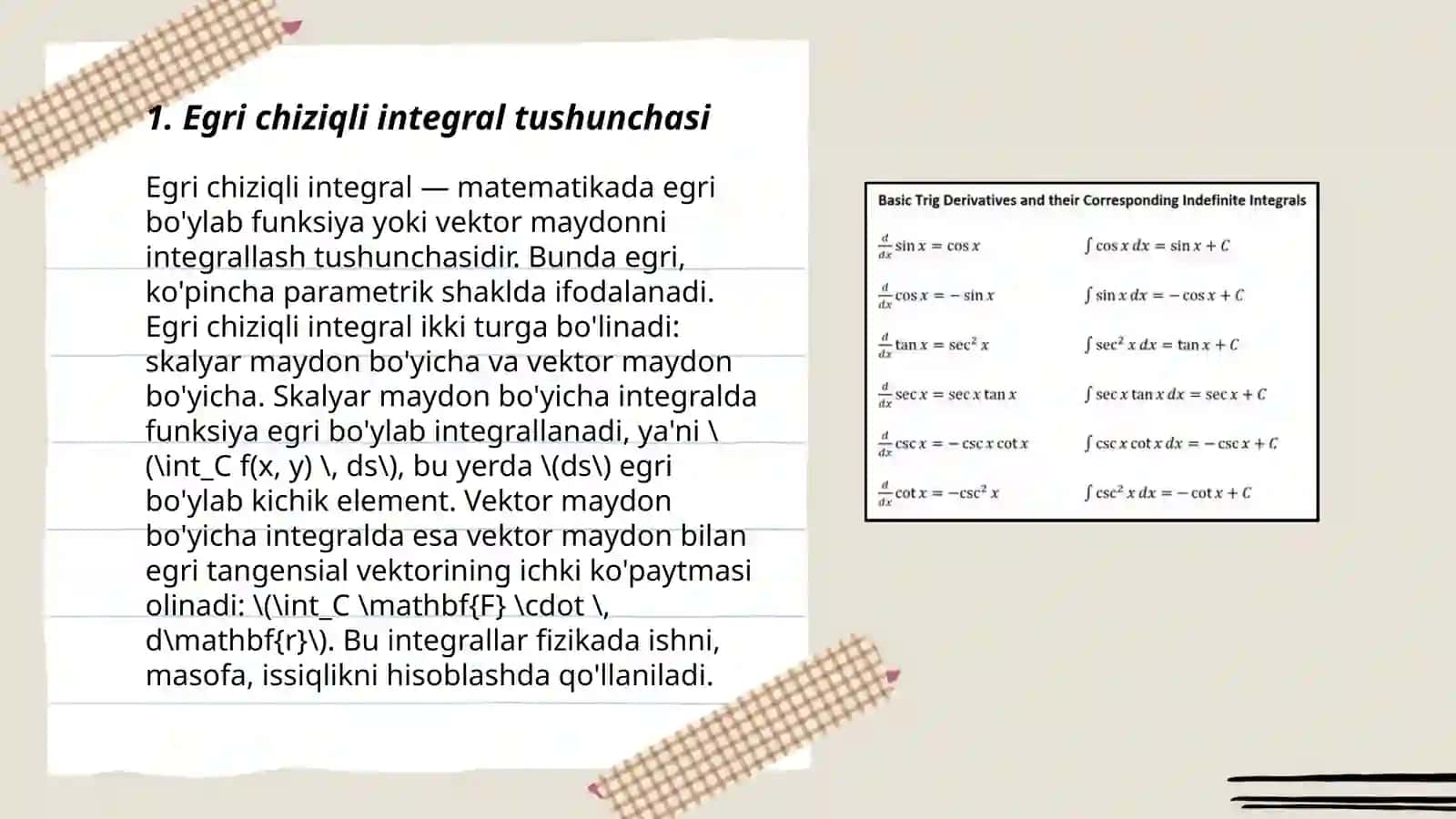 Egri chiziqli integrallar 3